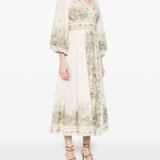 Abito midi a portafoglio Wanderlust in avorio Zimmermann - donna 