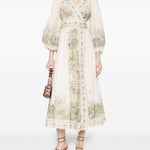 Abito midi a portafoglio Wanderlust in avorio Zimmermann - donna 