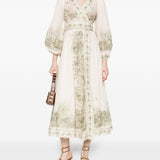 Abito midi a portafoglio Wanderlust in avorio Zimmermann - donna 