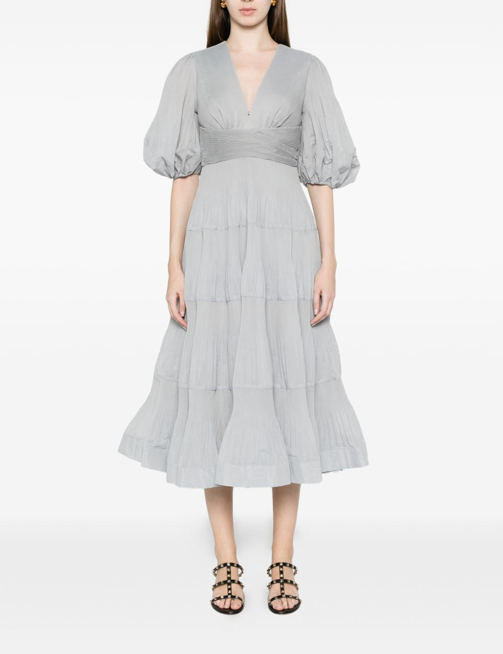 Abito midi con maniche a palloncino in blu Zimmermann - donna 