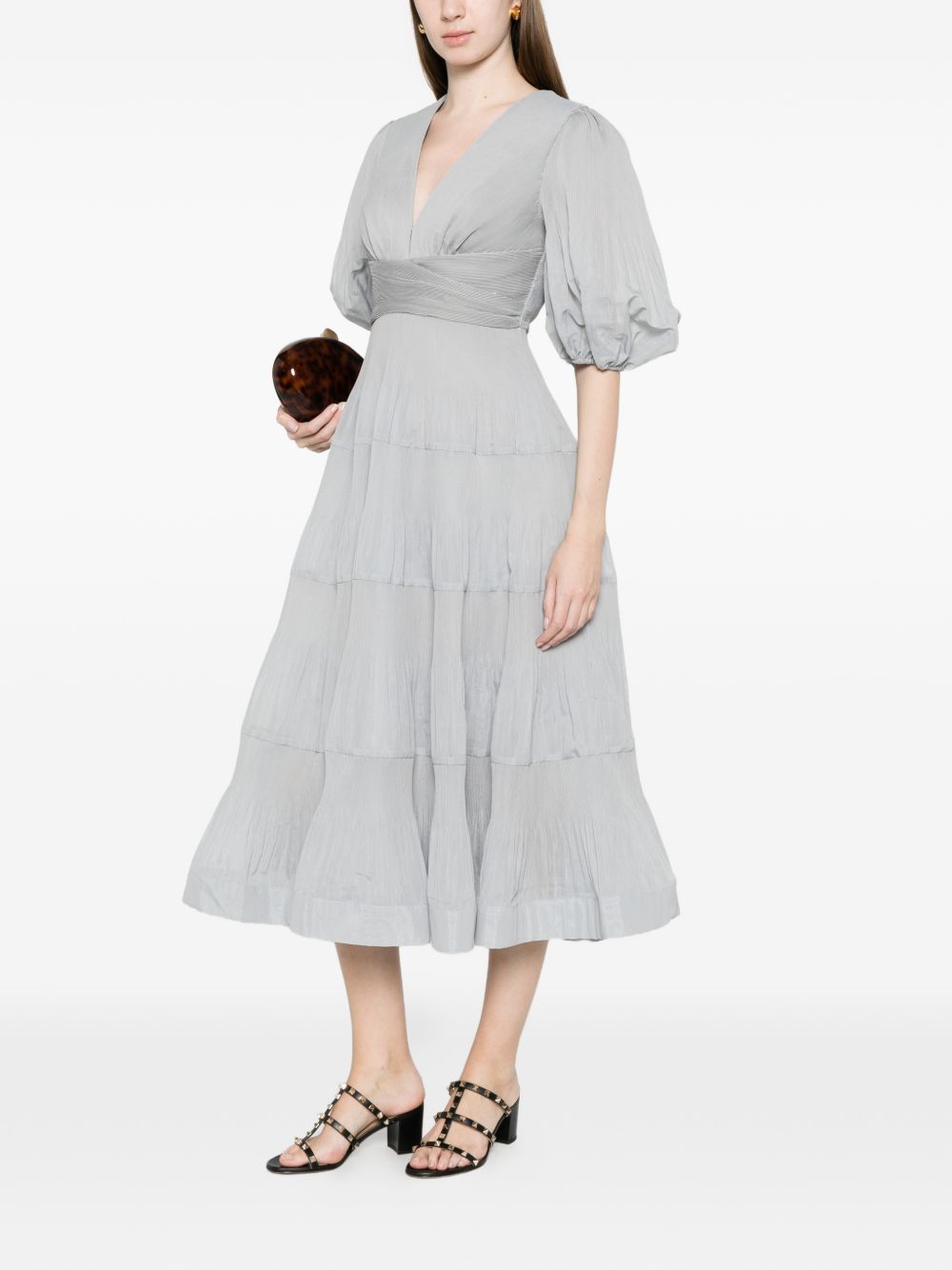Abito midi con maniche a palloncino in blu Zimmermann - donna 
