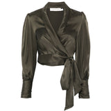 Blusa a portafoglio in verde oliva Zimmermann - donna 