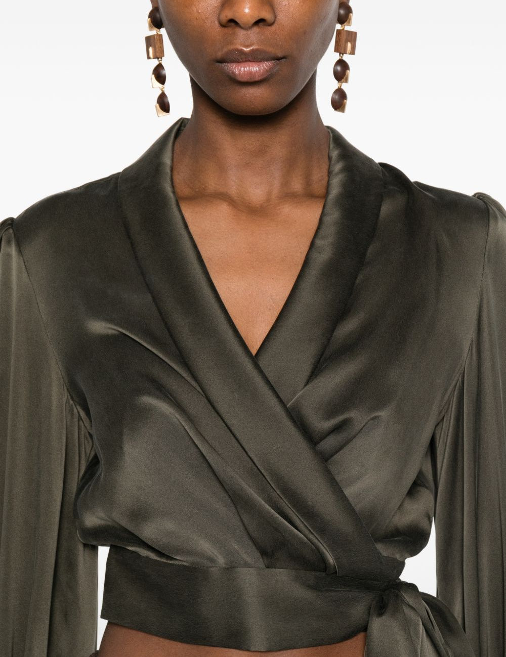 Blusa a portafoglio in verde oliva Zimmermann - donna 
