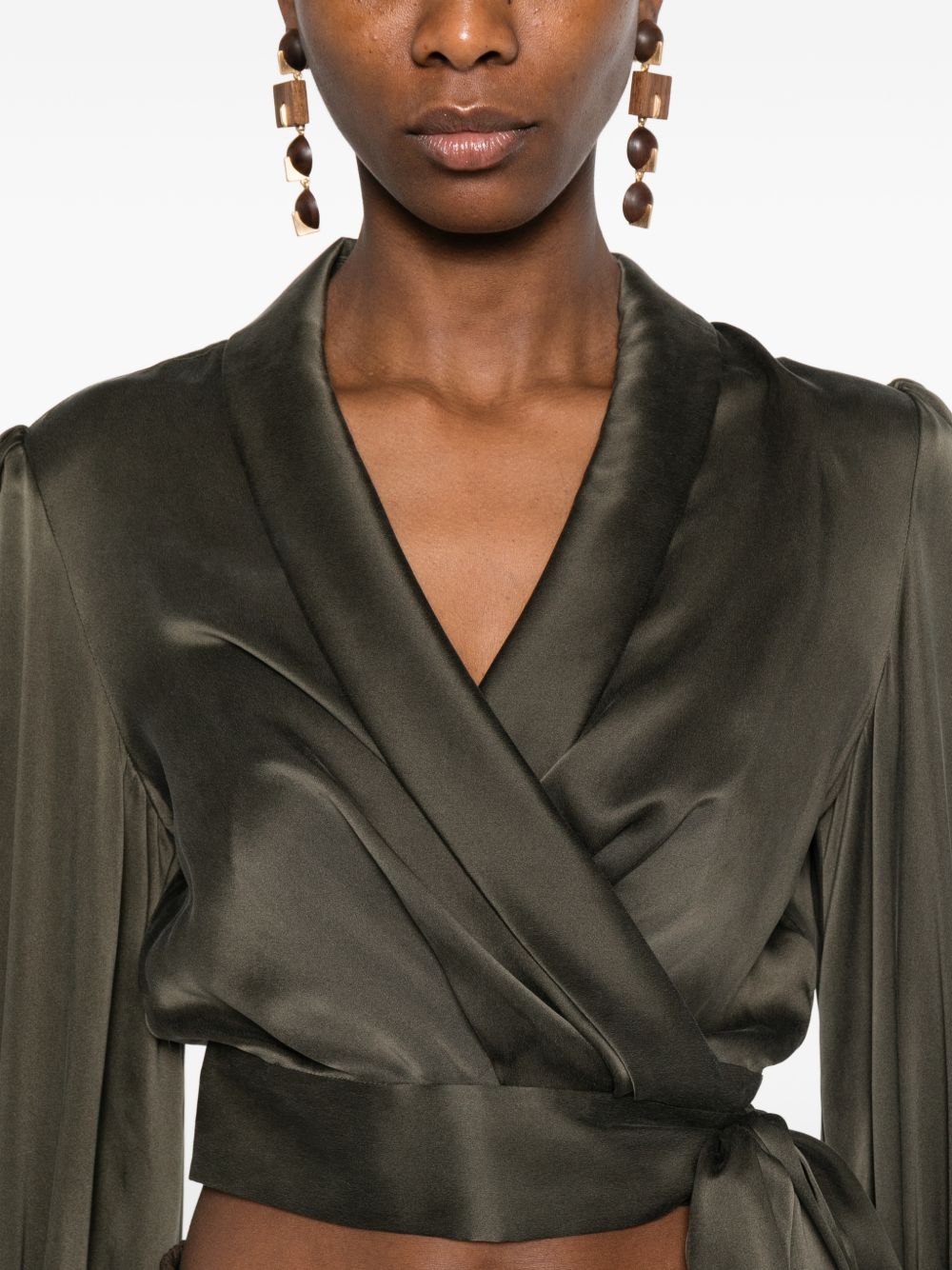 Blusa a portafoglio in verde oliva Zimmermann - donna 