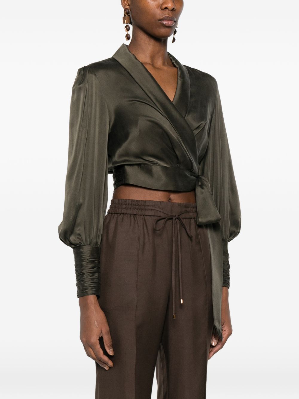 Blusa a portafoglio in verde oliva Zimmermann - donna 