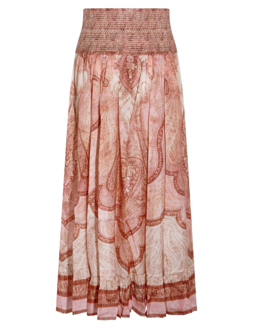 Gonna midi con stampa paisley in rosso Zimmermann - donna 