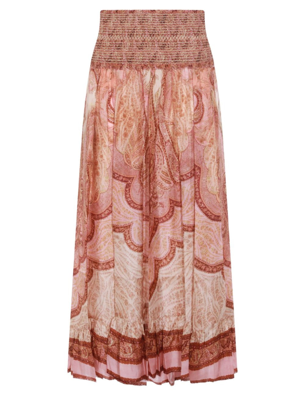 Gonna midi con stampa paisley in rosso Zimmermann - donna 