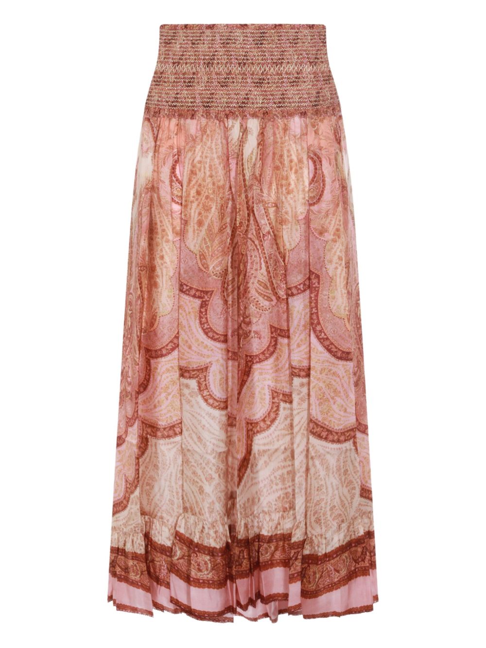 Gonna midi con stampa paisley in rosso Zimmermann - donna 