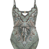 Costume intero Wanderlust con bordo a smerlo in verde Zimmermann - donna 