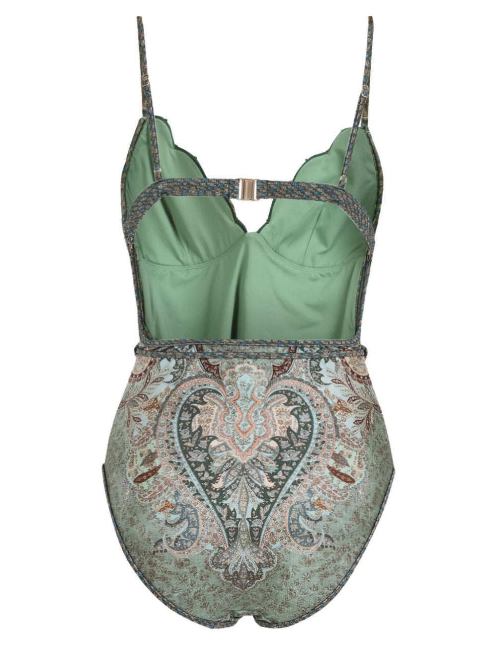 Costume intero Wanderlust con bordo a smerlo in verde Zimmermann - donna 