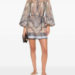Miniabito con stampa wanderlust in blu Zimmermann - donna 