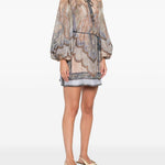 Miniabito con stampa wanderlust in blu Zimmermann - donna 