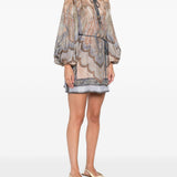 Miniabito con stampa wanderlust in blu Zimmermann - donna 