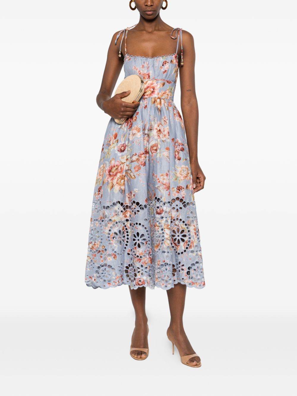 Abito midi Awaken Picnic a fiori in azzurro Zimmermann - donna 