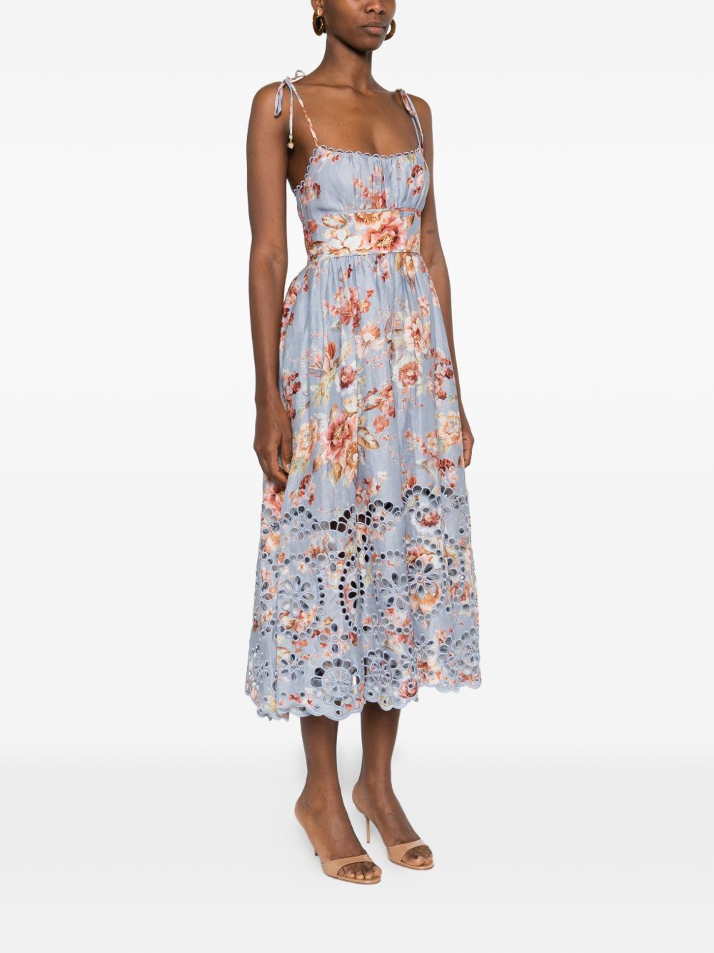 Abito midi Awaken Picnic a fiori in azzurro Zimmermann - donna 