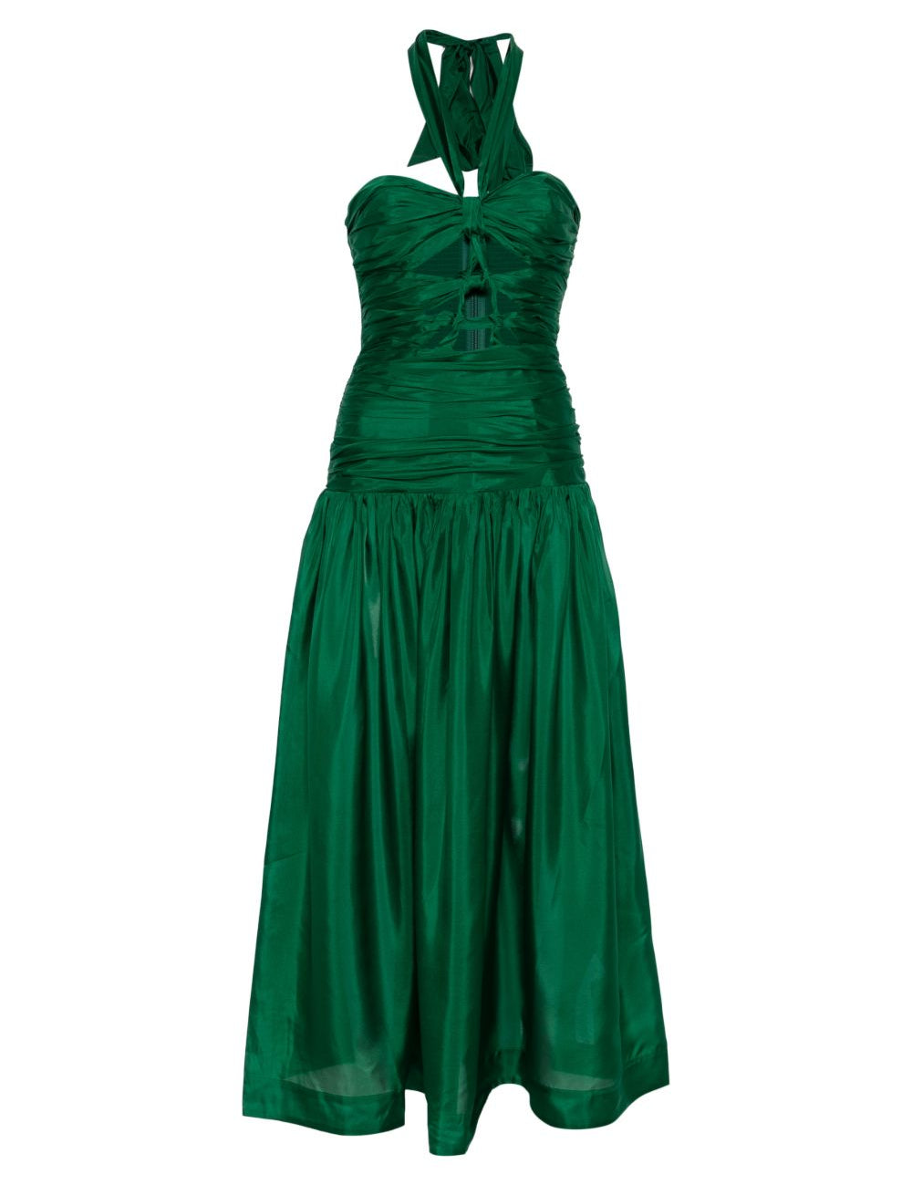 Abito midi con scollo a v e ruches in verde Zimmermann - donna 