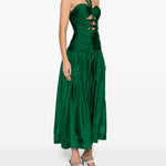 Abito midi con scollo a v e ruches in verde Zimmermann - donna 