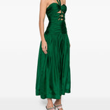 Abito midi con scollo a v e ruches in verde Zimmermann - donna 