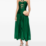 Abito midi con scollo a v e ruches in verde Zimmermann - donna 