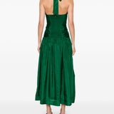 Abito midi con scollo a v e ruches in verde Zimmermann - donna 