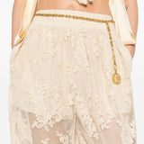 Pantaloni Luna in pizzo a fiori beige Zimmermann - donna 