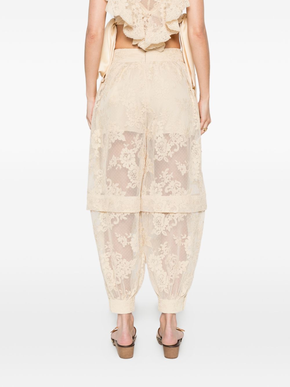 Pantaloni Luna in pizzo a fiori beige Zimmermann - donna 