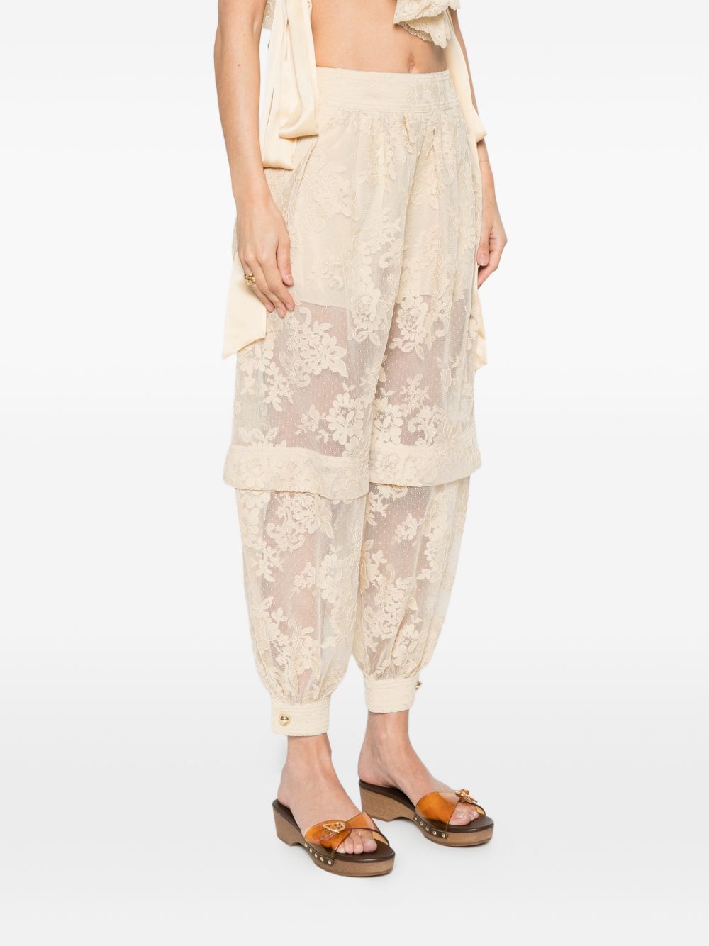 Pantaloni Luna in pizzo a fiori beige Zimmermann - donna 