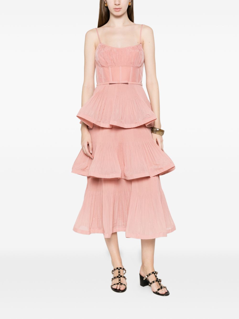 Abito midi con balze in rosa Zimmermann - donna 