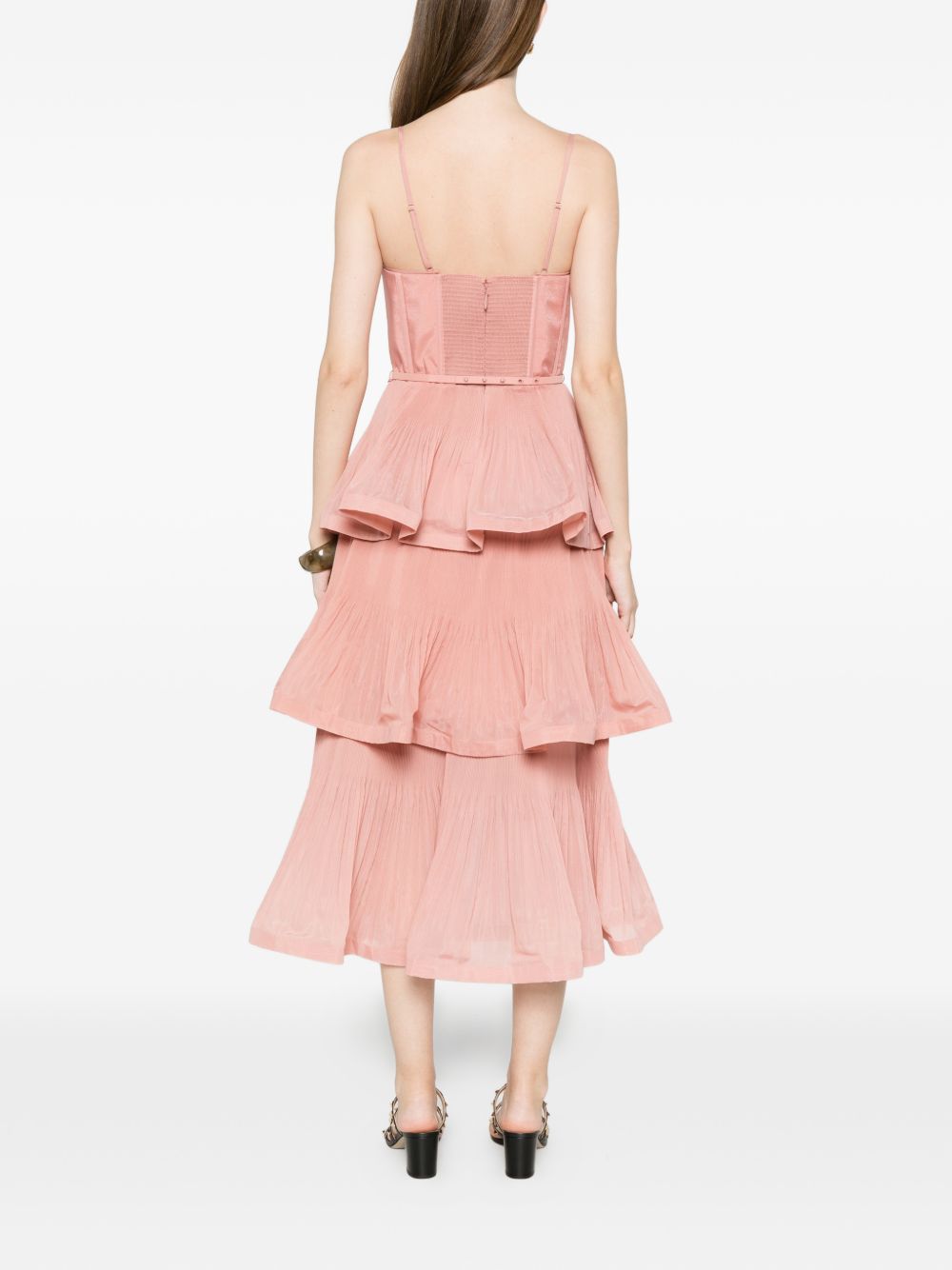 Abito midi con balze in rosa Zimmermann - donna 