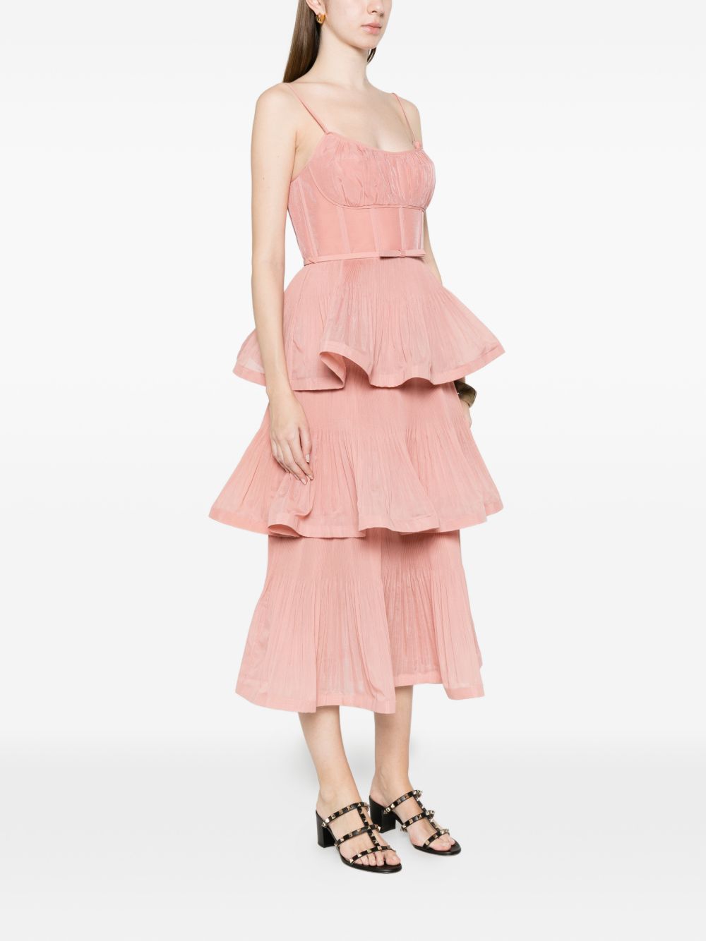 Abito midi con balze in rosa Zimmermann - donna 