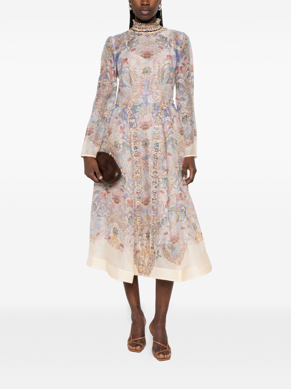 Abito midi Rebellion in rosa chiaro ZIMMERMANN - donna 