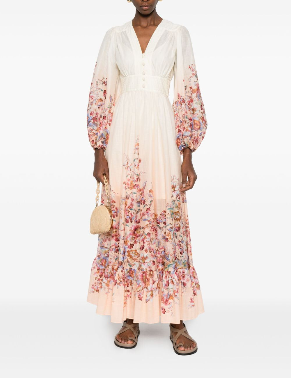 Abito lungo a fiori in avorio Zimmermann - donna 