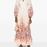 Abito lungo a fiori in avorio Zimmermann - donna 
