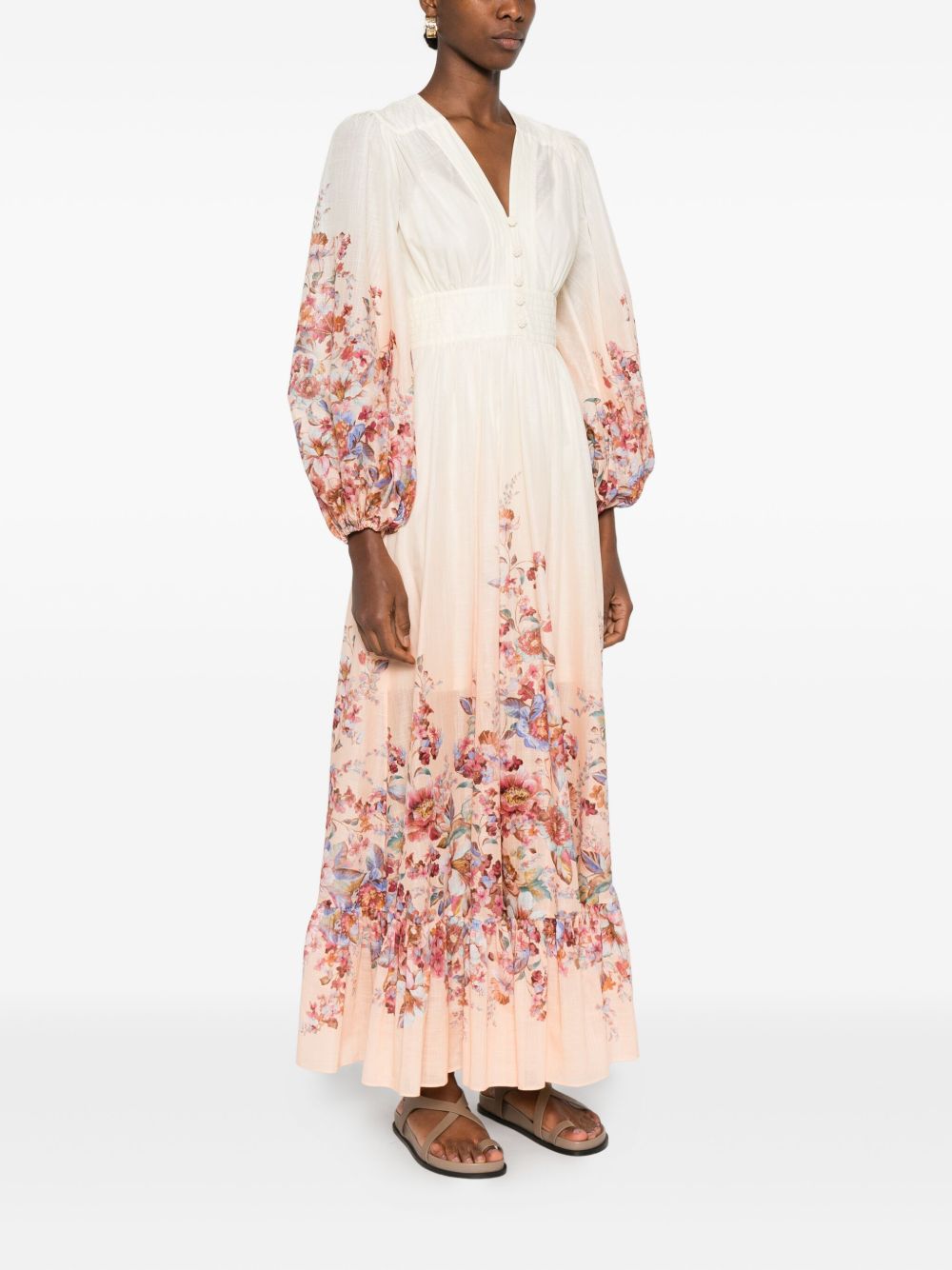 Abito lungo a fiori in avorio Zimmermann - donna 
