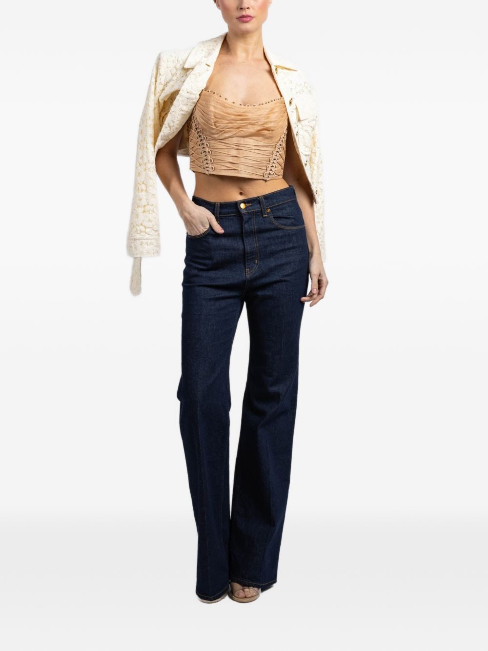 Top corto Rebellion con perline in beige Zimmermann - donna 