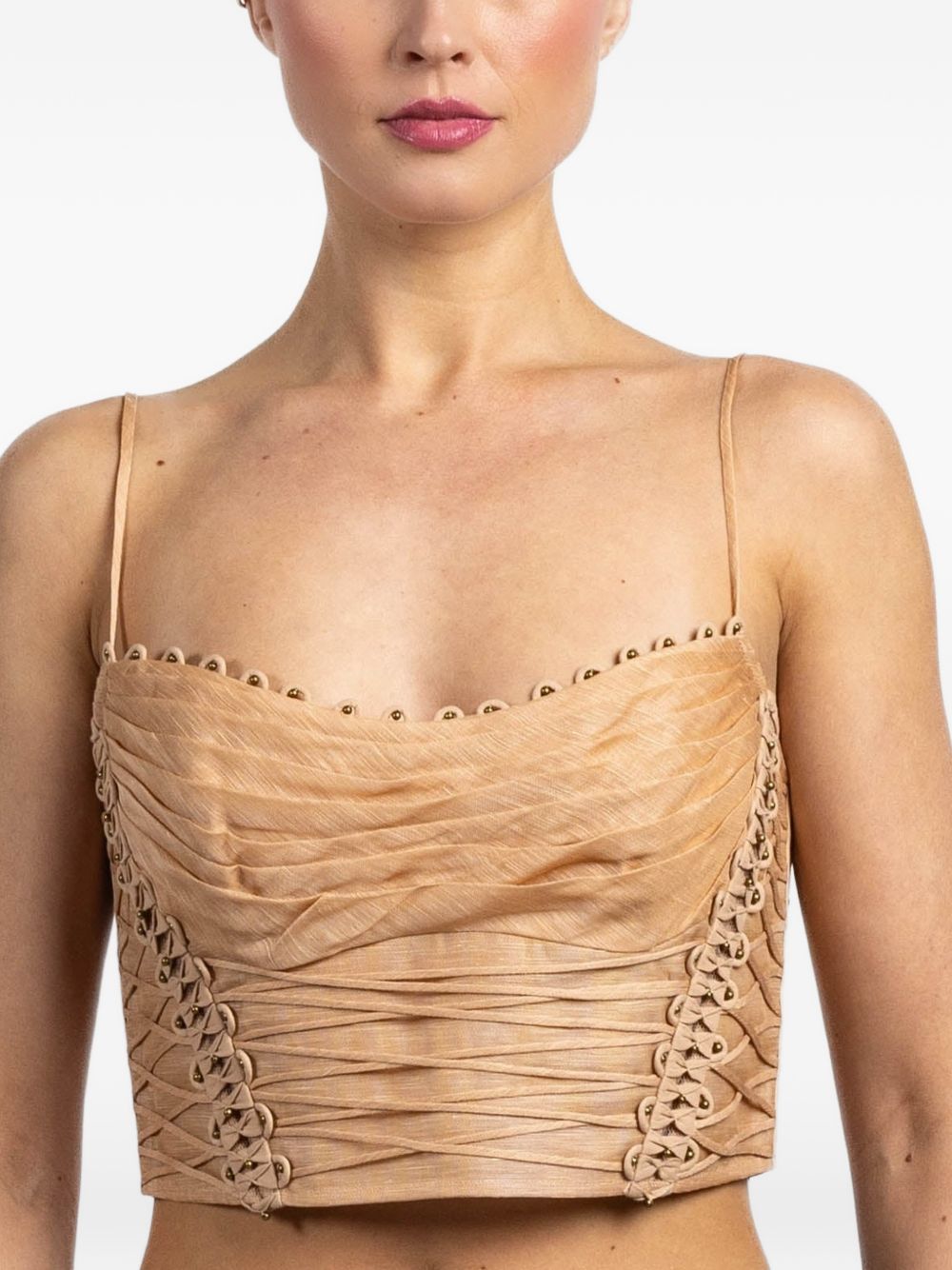 Top corto Rebellion con perline in beige Zimmermann - donna 