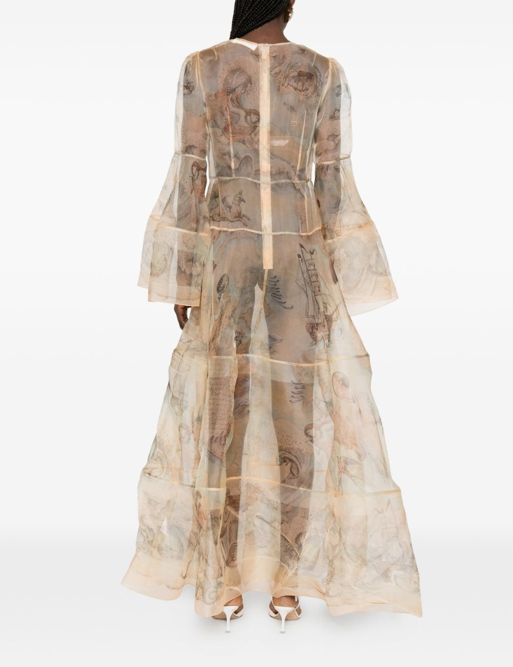 Abito lungo con stampa fiori in beige ZIMMERMANN - donna 