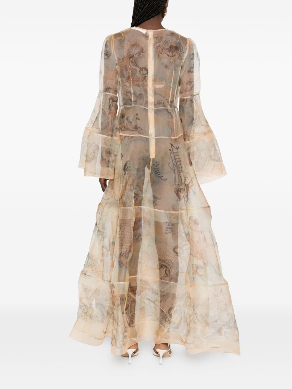 Abito lungo con stampa fiori in beige ZIMMERMANN - donna 