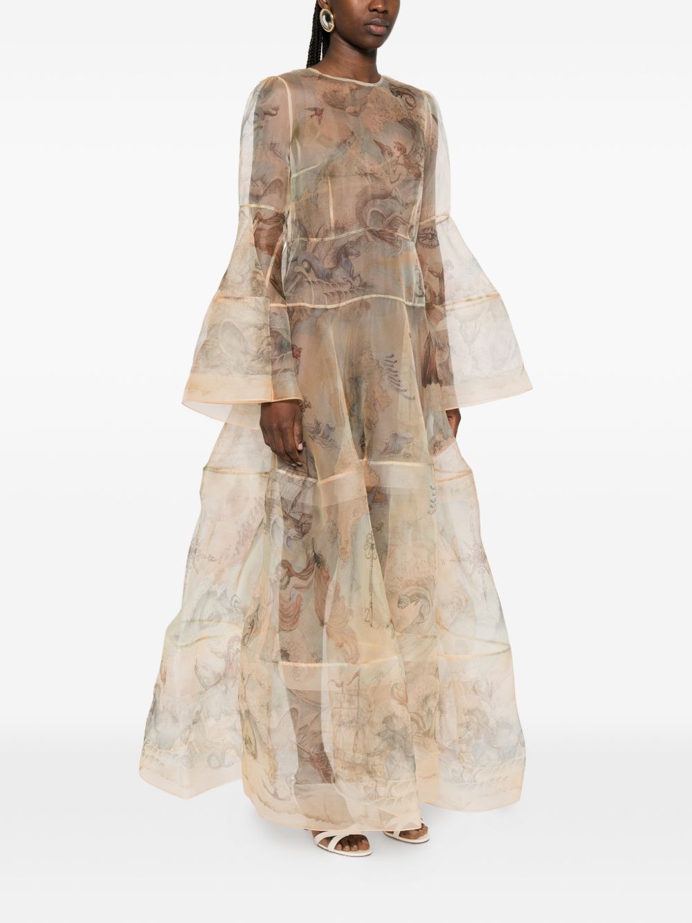 Abito lungo con stampa fiori in beige ZIMMERMANN - donna 