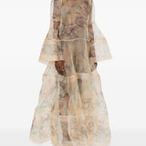 Abito lungo con stampa fiori in beige ZIMMERMANN - donna 