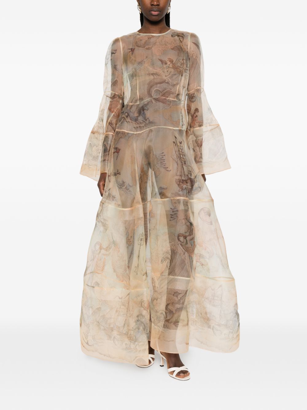 Abito lungo con stampa fiori in beige ZIMMERMANN - donna 