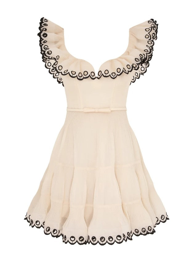 Miniabito con ruches in avorio Zimmermann - donna 