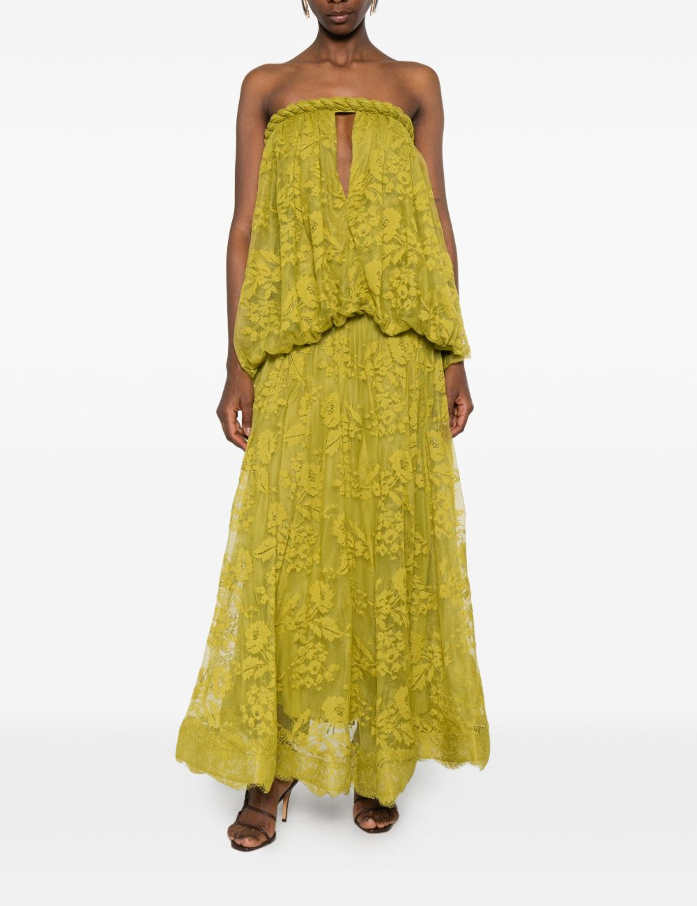 Abito midi intrecciato in pizzo in verde Zimmermann - donna 