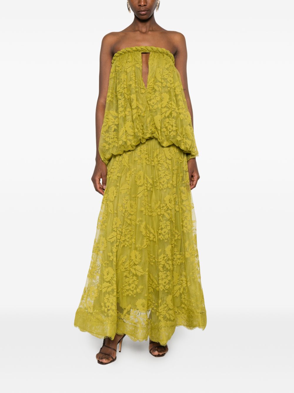 Abito midi intrecciato in pizzo in verde Zimmermann - donna 