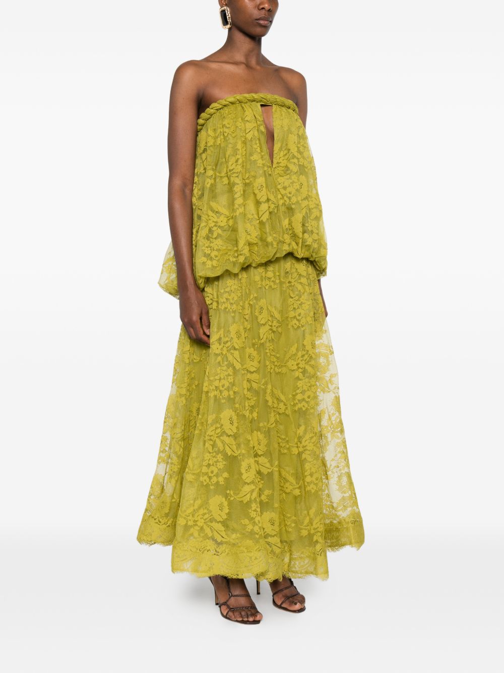 Abito midi intrecciato in pizzo in verde Zimmermann - donna 