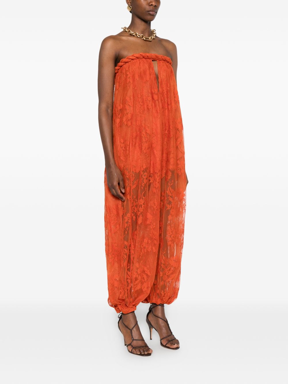 Tuta intera Luna con fiori e pizzo in arancione Zimmermann - donna 