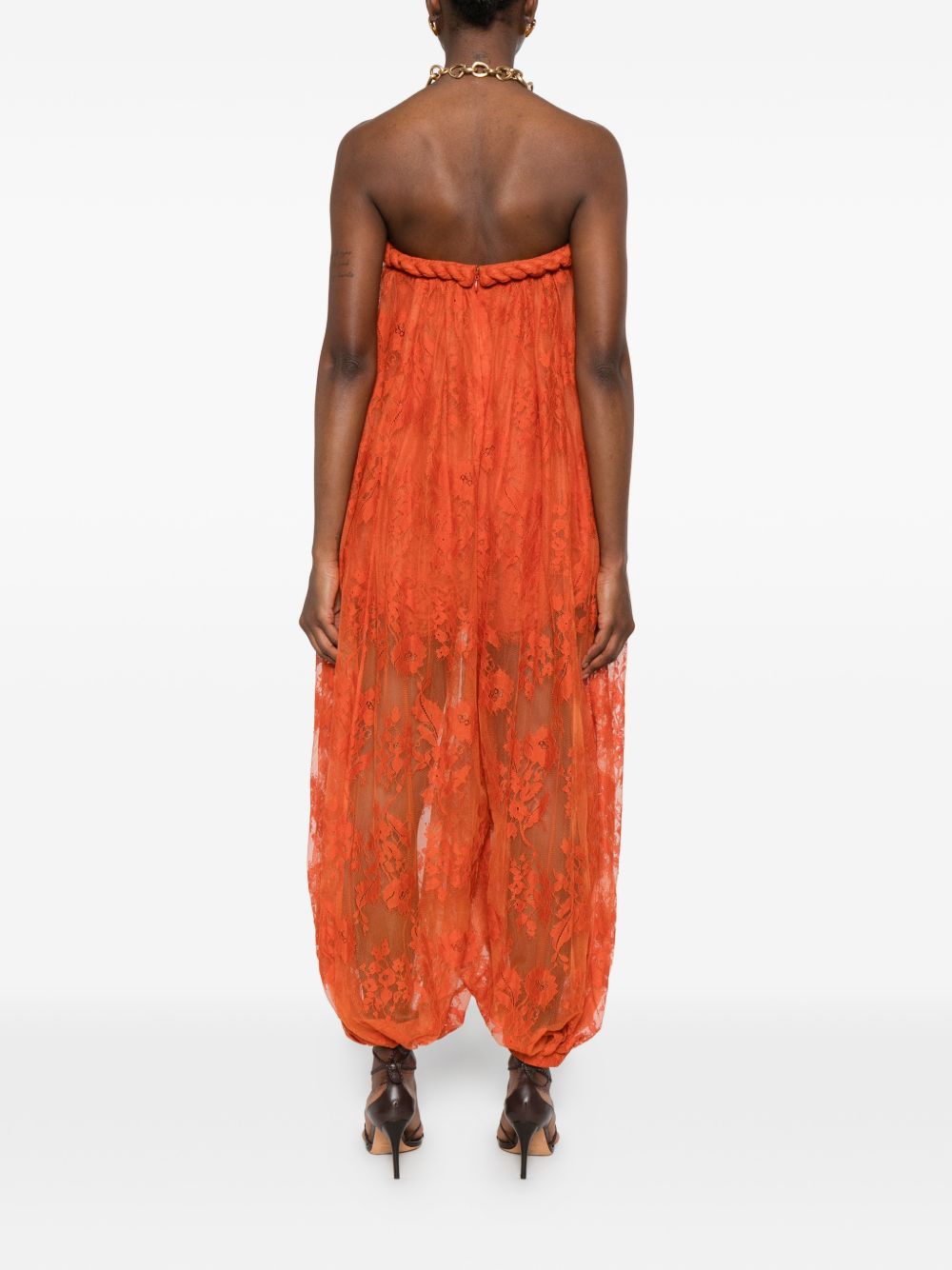 Tuta intera Luna con fiori e pizzo in arancione Zimmermann - donna 