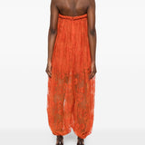 Tuta intera Luna con fiori e pizzo in arancione Zimmermann - donna 