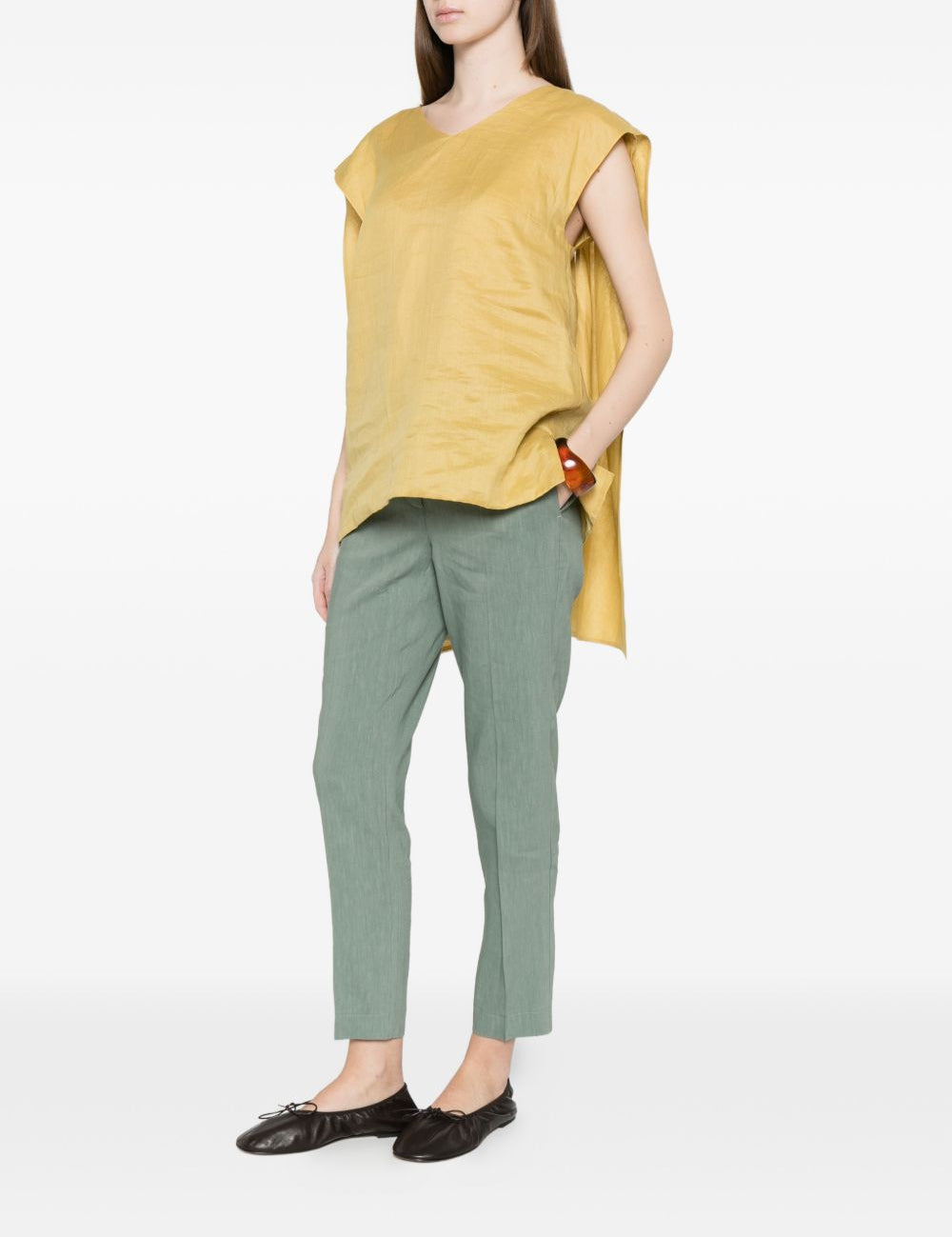 Top Talento con scollo a V in giallo 