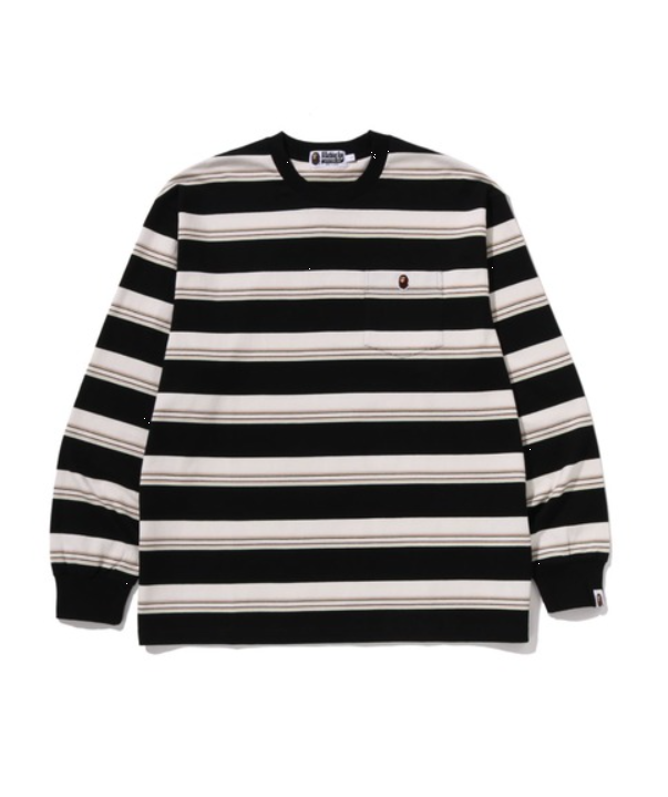 T-shirt a righe a maniche lunghe multicolore A bathing Ape - uomo 